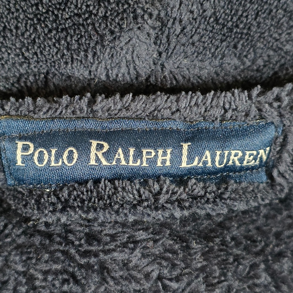 Polo Ralph Lauren Shawl Collar Navy Blue Fleece Robe Unisex One Size Plush - Picture 5 of 7